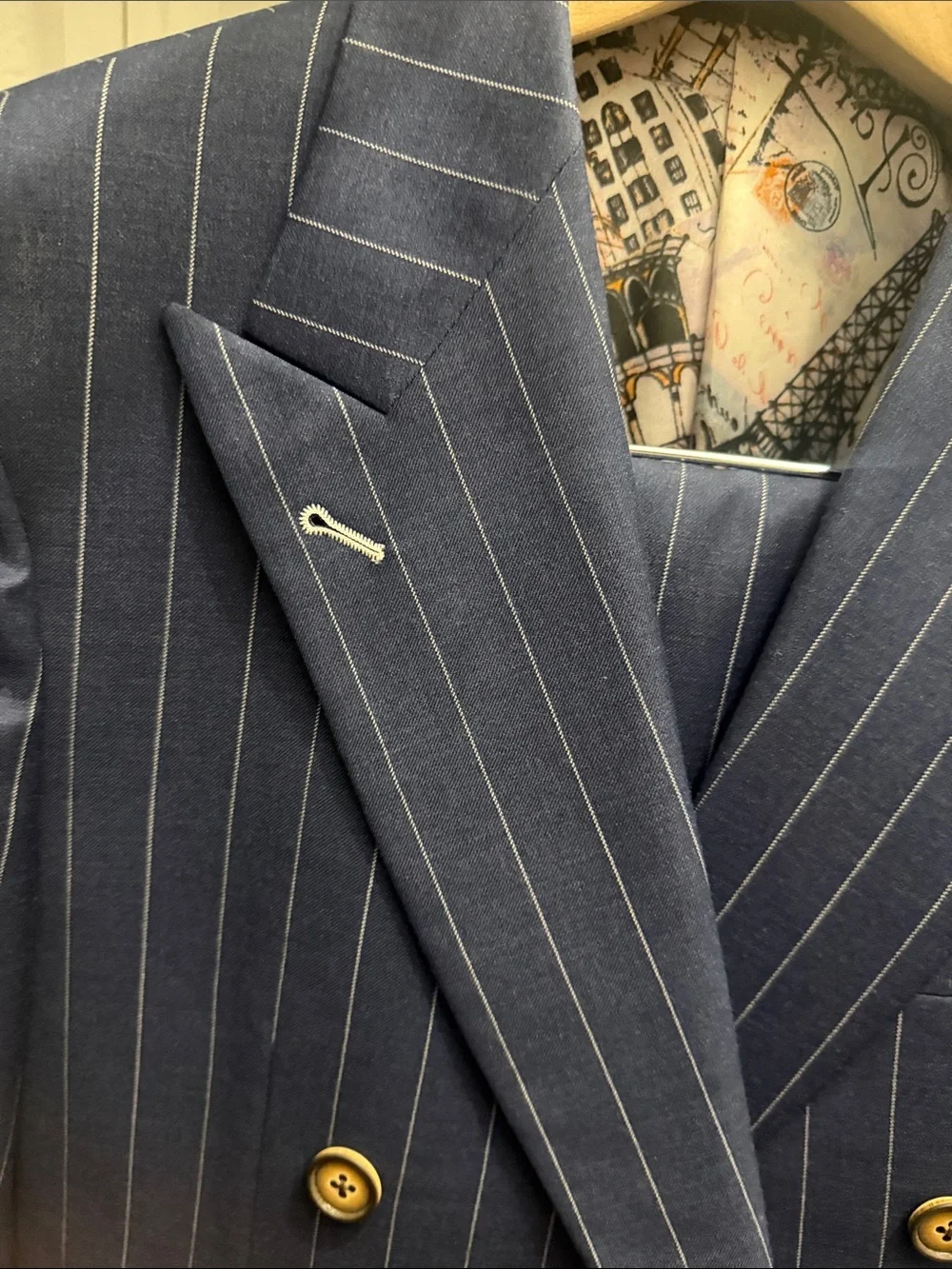 Navy Pinstripe Double-Breasted - bespoke custom